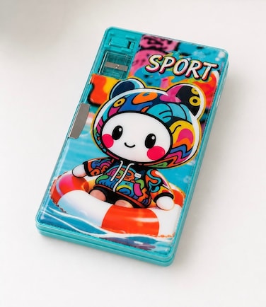 Kids Cartoon Pencil Case with Built-In Sharpener &ndash; Cute Sport Theme Multipurpose Stationery Box for School Students