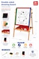 Double-Sided Wooden Easel Drawing Board for Kids with Whiteboard, Blackboard, Storage Tray, Marker, Chalk and Eraser &ndash; Educational Art &amp; Learning Easel