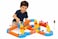 Toyland Versatile Magnetic Railcar 147-Piece Modular Magnetic Track Train Set with USB Rechargeable Magnetic Train, Bridges, Traffic Signs &amp; DIY Track Building Kit for Kids