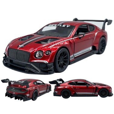 1:38 Scale Bentley GT Racing Diecast Car &ndash; Pull Back &amp; Go with Opening Doors-Red