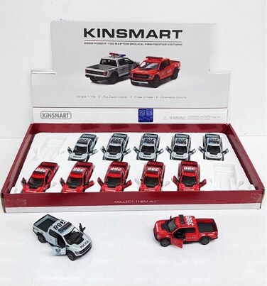 12pcs 1:78 Scale 2022 Ford F-150 Raptor Police/Firefighter Edition Diecast Model Car
