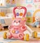 Baby Walker Bear Push Toy with Music &amp; Lights, Interactive Activity Walker with Adjustable Speed, Early Learning Walking Assistant for Toddlers-Pink