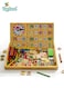 Wooden Educational Math Learning Box with Clock, Numbers &amp; Counting Sticks, 3-in-1 Learning Activity Set for Kids
