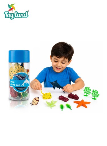 Mini Deep Sea Animal Toy Set with Storage Bottle, Ocean Sea Creatures Playset for Kids Learning &amp; Fun