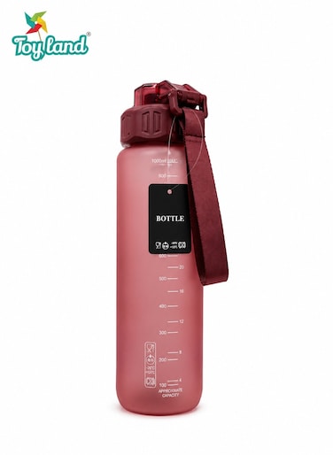 Leakproof Sports Water Bottle1000ml with Measuring Scale &amp; Carry Strap &ndash; BPA-Free Reusable Drinking Bottle for Gym, Travel, Hiking, Office &amp; Outdoor Activities