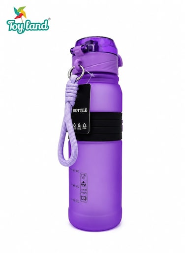 Portable Sports Water Bottle with Wrist Strap &ndash; Leakproof Reusable BPA-Free Drinking Bottle for School, Gym, Travel &amp; Outdoor Use, Purple 500ml