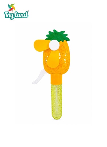 Toy Land Kids Bubble Fan Toy with Built-in Bubble Solution, Handheld Bubble Blower for Indoor &amp; Outdoor Play-Yellow