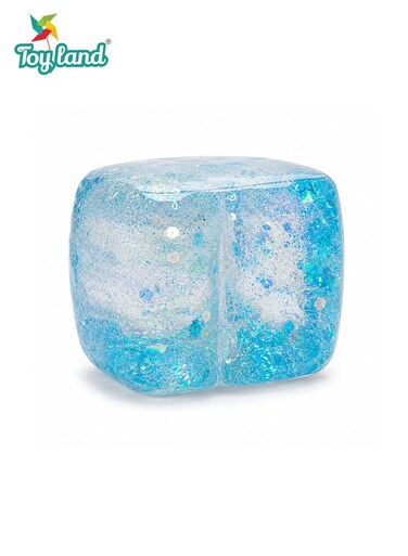 Cube Squeeze Ball Glitter Sensory Stress Relief Toy, Soft Squishy Fidget Toy for Kids &amp; Adults, Slow Rising Gel Cube-Blue