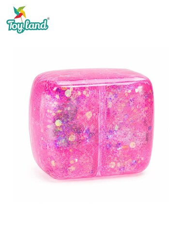 Cube Squeeze Ball Glitter Sensory Stress Relief Toy, Soft Squishy Fidget Toy for Kids &amp; Adults, Slow Rising Gel Cube-Pink