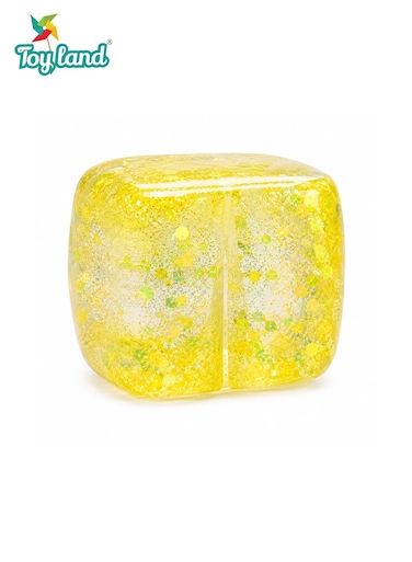 Cube Squeeze Ball Glitter Sensory Stress Relief Toy, Soft Squishy Fidget Toy for Kids &amp; Adults, Slow Rising Gel Cube-Yellow