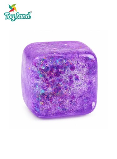 Cube Squeeze Ball Glitter Sensory Stress Relief Toy, Soft Squishy Fidget Toy for Kids &amp; Adults, Slow Rising Gel Cube-Purple
