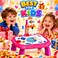 2 in 1 Kids Art Painting Projector Drawing Board Table with Rocket Projector, Colourful Projection Patterns, Drawing Pens, Erasable Writing Surface, Educational Creative Art Toy for Ages 3+