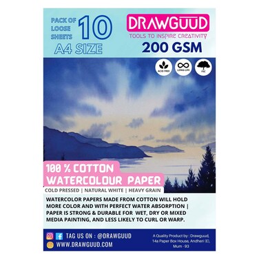 Drawguud Cotton Handmade Watercolour Papers A4