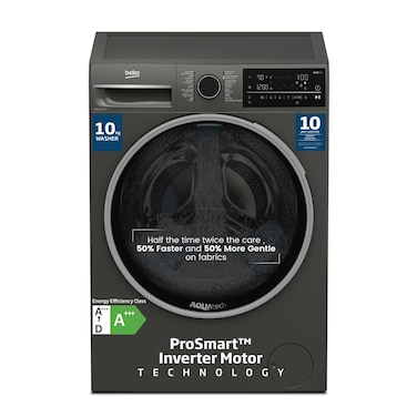 Beko 10 kg Front Load Washing Machine, 1400 RPM, 15 Programmes, Low Noise,SteamTherapy,10 Years Warranty on ProSmart Inverter Motor,WTE1014XM(Grey)