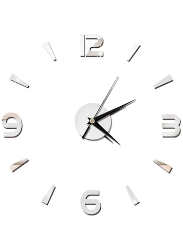Salaty 3D Wall Clock Sticker Easy To Install And Remove Wall Watch Decor, Self-Adhesive Design for Bedroom Home(Silver)