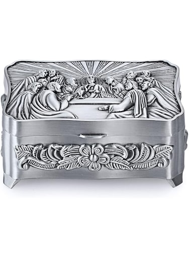 Azonee Antique Jewellery Storage Case Metal Small Storage Box for Ring Necklaces Earrings Little Trinket Keepsake Display Organizer