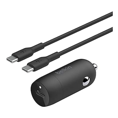 Belkin BoostCharge USB-C Port Fast Car Charger, Black, 30 W