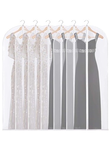 Kivian Hanging Garment Bag Lightweight Clear Full Zipper Suit Bags (Set of 6) PEVA Moth-Proof Breathable Dust Cover for Closet Clothes Storage,Multi-Size (55" x 24" 6 Pack)