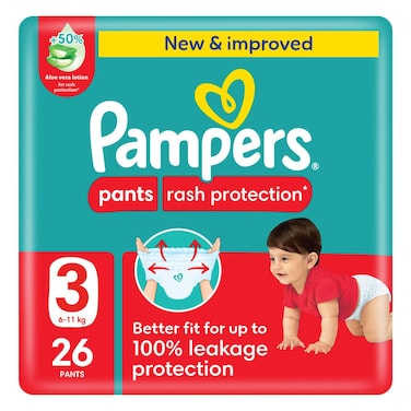 Pampers Rash Protection Pants Size 3 6-11kg Value Pack 26 Pants