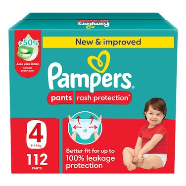 Pampers Rash Protection Pants Size 4 9-14kg Giant Box 112 Pants