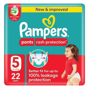 Pampers Rash Protection Pants Size 5 12-18kg Value Pack 22 Pants