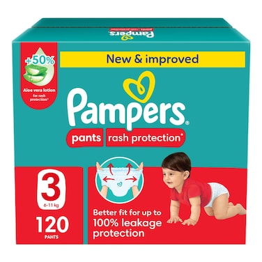 Pampers Rash Protection Pants Size 3 6-11kg Giant Box 120 Pants