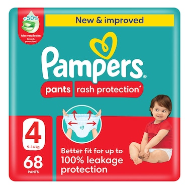 Pampers Rash Protection Pants Size 4 9-14kg Giant Pack 68 Pants