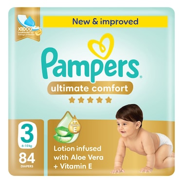 Pampers Ultimate Comfort Diapers with Aloe Vera Plus Vitamin E Size 3 6-10kg 84 Diapers