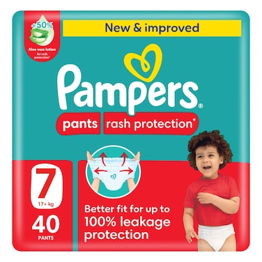 Pampers Rash Protection Pants Size 7 17kg+ Jumbo Pack 40 Pants