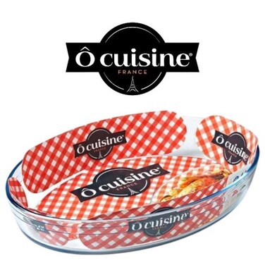 Ocuisine 2L Oval Roaster - French-Made Borosilicate Glass, Oven Safe, Even Heat Distribution