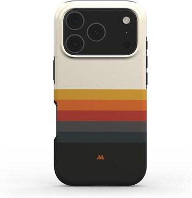 Mobcos iPhone 18 Pro Max Sunset Stripe Premium Case Compatible with Hybrid Dual-Layer Hard Shell + Silicone Protection - Scratch-Resistant Shockproof Mobile Cover