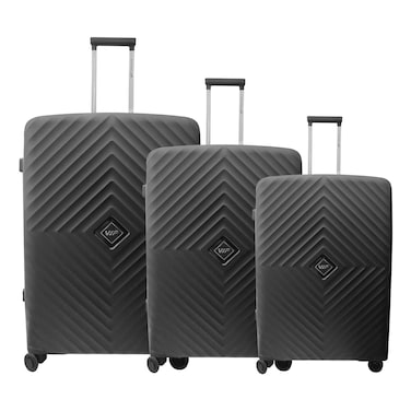 VIP Quad 8 Wheels Luggage Hard Trolley Black 3 PCS