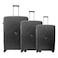 VIP Quad 8 Wheels Luggage Hard Trolley Black 3 PCS