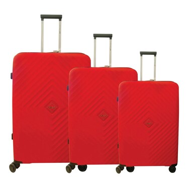 VIP Quad 8 Wheels Luggage Hard Trolley Red 3 PCS