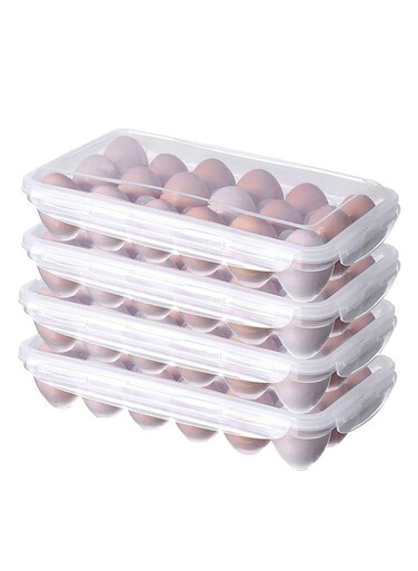 4-piece covered egg rack, egg storage box, refrigerator egg rack, travel egg storage container, plastic refrigerator egg tray, camping egg box, irregularly shaped egg tray rack with lid, suitable for storing 72 eggs