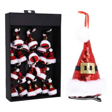 مشبك شعر مع قبعة الكريسماس ، 4 قطع - متعدد الألوان