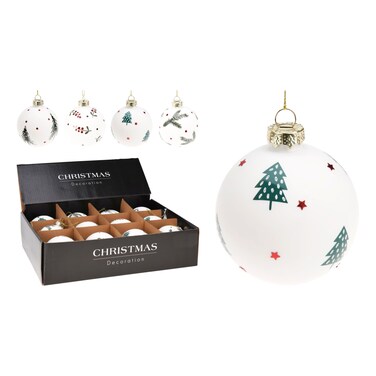 مجموعة كرات زجاجية لتزيين العيد الميلاد بتصميم التوت 4 قطع متنوعة 8 سم