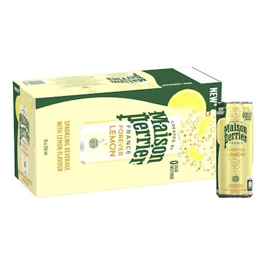 Maison Perrier Forever Lemon Flavour Sparkling Water Slim Can 250ml Pack of 10