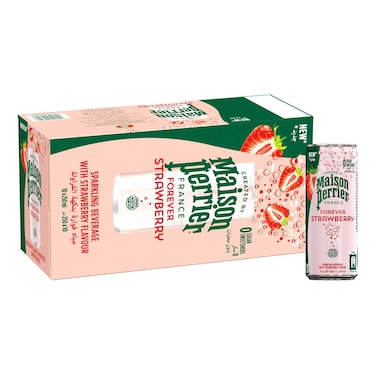 Maison Perrier Forever Strawberry Flavour Sparkling Water Slim Can, 250ml Pack of 10