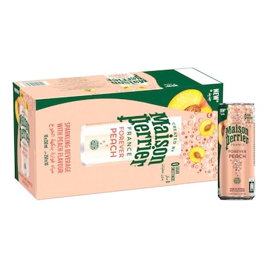 Maison Perrier Forever Peach Flavour Sparkling Water Slim Can, 250ml Pack of 10
