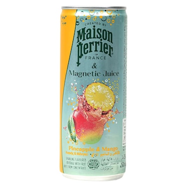 Maison Perrier &amp; Magnetic Juice Pineapple and Mango Flavour Sparkling Water Slim Can, 250ml