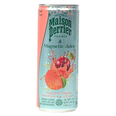 Maison Perrier &amp; Magnetic Juice Peach and Cherry Flavour Sparkling Water Slim Can, 250ml
