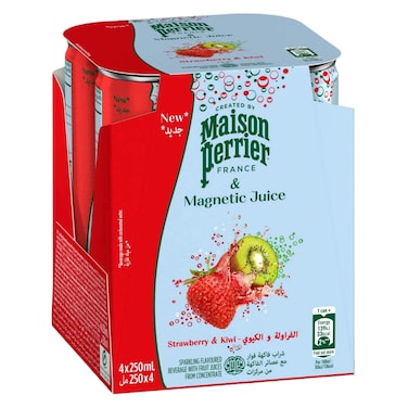 Maison Perrier and Magnetic Juice Strawberry and Kiwi Flavoured Sparkling Drink Can 250ml Pack of 4
