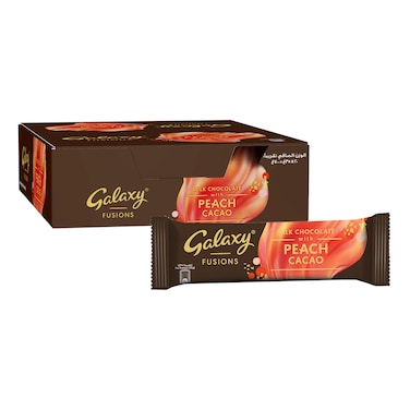 Galaxy Fusions Milk Chocolate Bar with Peach and Cacao, 35g Pack of 20