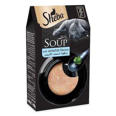 Sheba Soup with White Fish Flavour Food for Cat, 40g Pack of 4