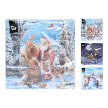 EH Table Napkins 3 Assorted Print 33x33cm 16 PCS