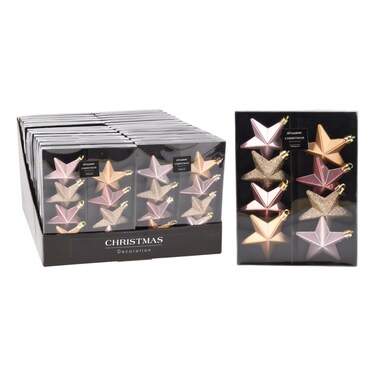 Star Hanging Decoration Set Pink 65mm