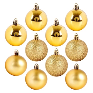 مجموعة كرات زينة عيد الميلاد ذهبية 50 ملم 10 قطع