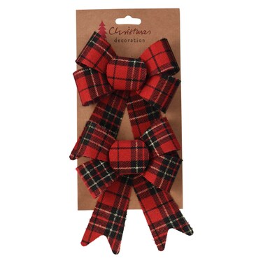 طقم فيونكات زينة عيد الميلاد بتصميم مربعات 17 سم قطعتين