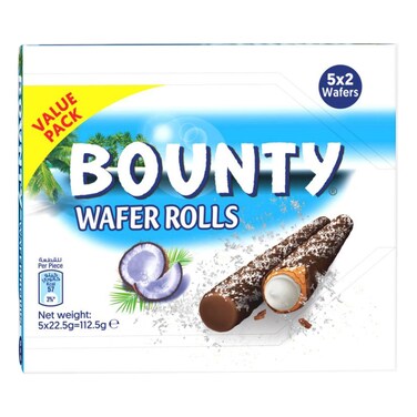 Bounty Coconut Chocolate Wafer Rolls, 22.5g Pack of 5